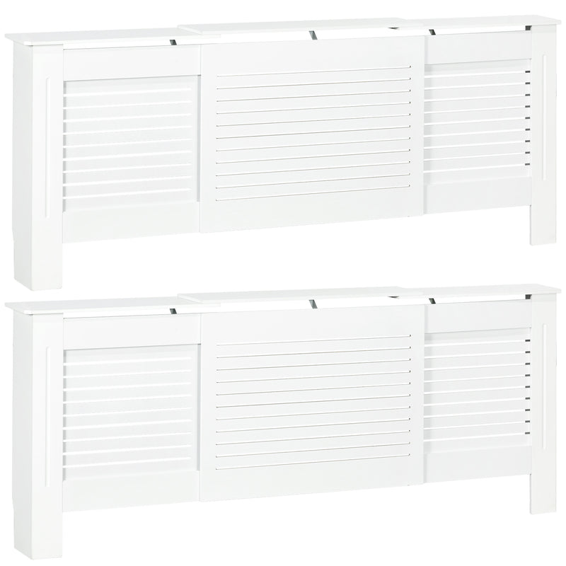 Set of 2 Extendable Radiator Covers with Storage Shelves for Home Office Use White