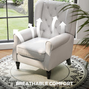 Wingback Accent Chair With Button Tufted Back For Living Room Or Bedroom, Cream White