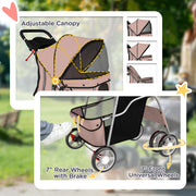Foldable Pet Stroller With 360 Degree Wheels And Reflective Strips For Dogs And Cats Brown AOSOM
