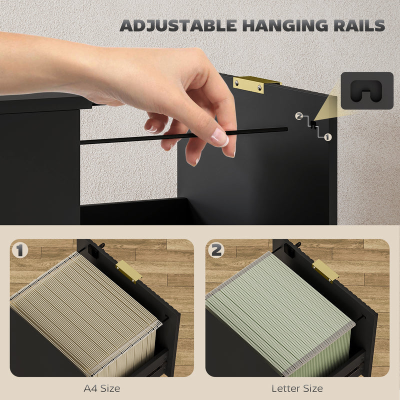 Filing Cabinet with Lockable Drawers for Home Office Organisation Black