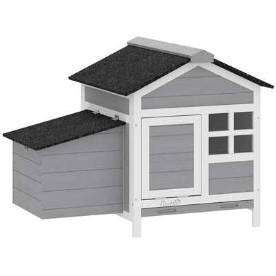 Wooden Outdoor Chicken Coop for 1–2 Chickens or Small Pets with Raised Weatherproof Design Grey PawHut