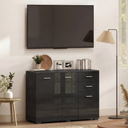 Sideboard with Drawers and Cupboards for Organised Home Storage High Gloss Black AOSOM
