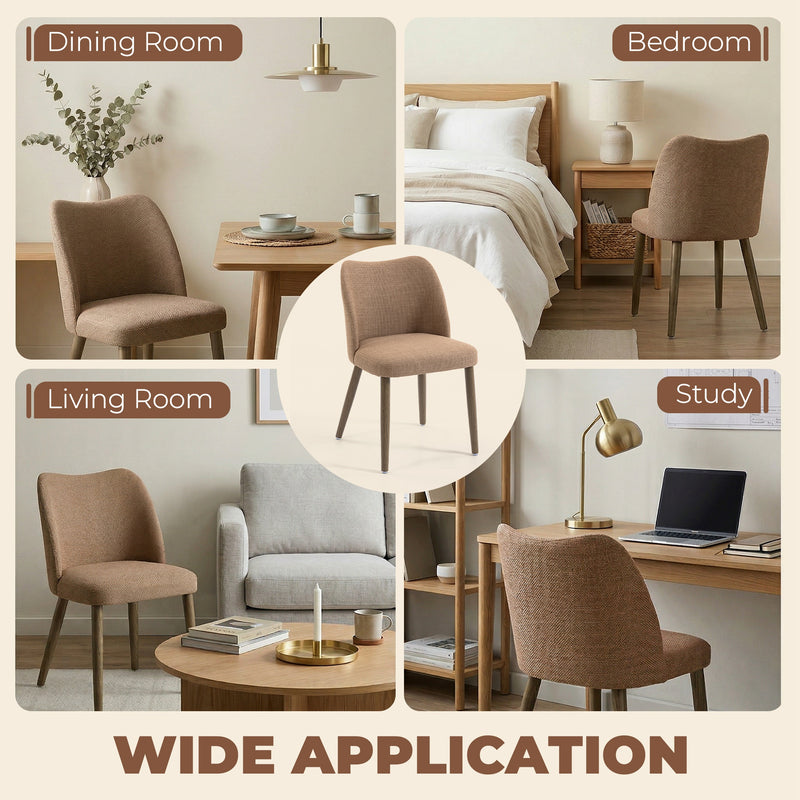Dining Chairs with Padded Seat and Curved Backrest for Comfortable Family Meals Brown AOSOM