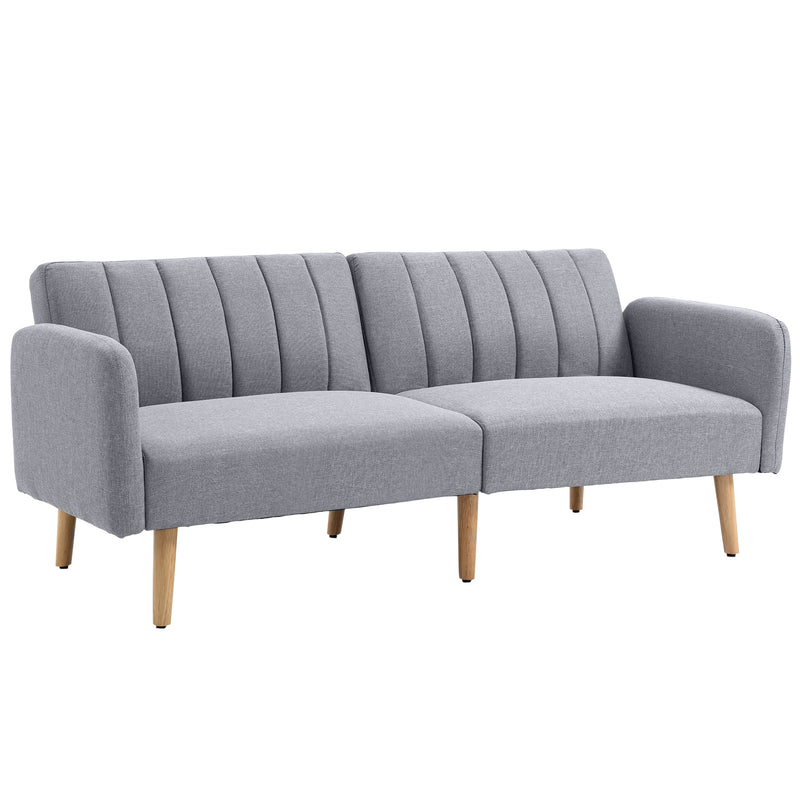 Light Grey Three Seater Sofa Bed with Split Back by HOMCOM