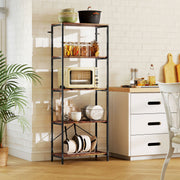 5 Tier Industrial Bookcase With Metal Frame For Home Or Office Storage Rustic Brown And Black