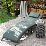 Rattan Folding Sun Lounger with Cushion and Pillow Mixed Grey by Outsunny