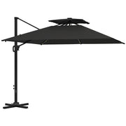 Black 3.5x3 m Square Cantilever Parasol with Solar LED Lights and UPF50+ Shade by Outsunny