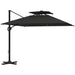 Black 3.5x3 m Square Cantilever Parasol with Solar LED Lights and UPF50+ Shade by Outsunny