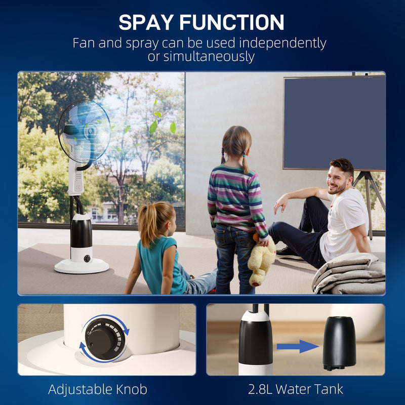 Standing Fan with Misting System for Cool and Comfortable Home Use White AOSOM
