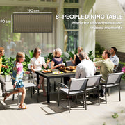 8 Seater Aluminium Garden Dining Table With Faux Wood Top For Patio Or Outdoor Use Brown Outsunny