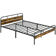 Industrial Style King Size Bed Frame Black and Brown Sturdy Metal and Wood by HOMCOM