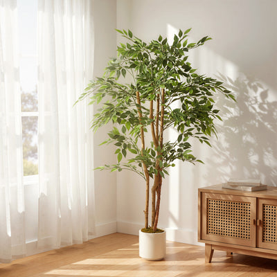150cm Artificial Ficus Tree with Realistic Wood Trunk for Indoor Decoration Green