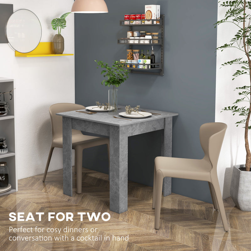 Grey 2 Person Square Dining Table For Small Spaces - Cement Finish - 80 x 80cm