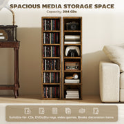 CD and Media Storage Shelves Set of 2 for Organising CDs Games and Books Rustic Brown AOSOM