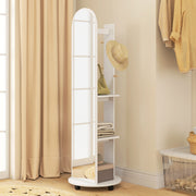 Full Length Mirror with Hidden Storage Shelves and Coat Hooks for Organised Bedrooms Brown Wood Effect Homcom