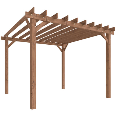 3x3m Wooden Garden Pergola Kit for Climbing Plants and Natural Shade Maple Wood Effect Outsunny