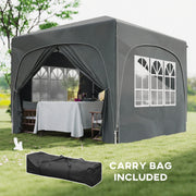 3x3m Pop Up Garden Gazebo with UPF50+ Sun Protection and Easy Setup for Outdoor Gatherings, Dark Grey Outsunny