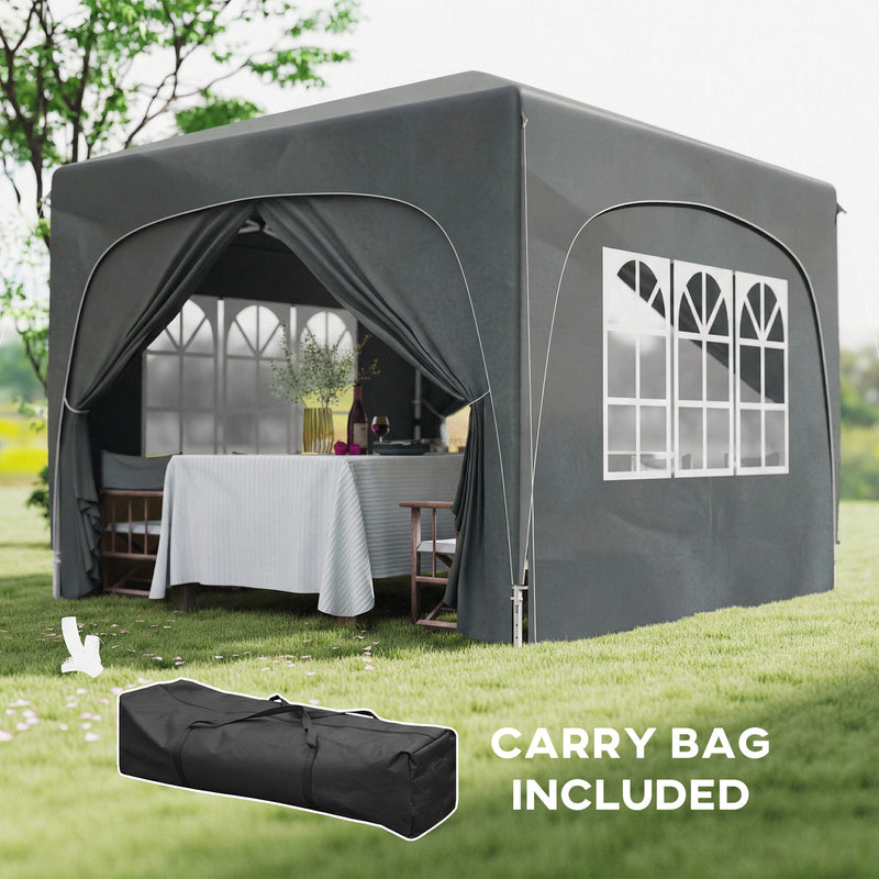 3x3m Pop Up Garden Gazebo with UPF50+ Sun Protection and Easy Setup for Outdoor Gatherings, Dark Grey Outsunny