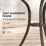 Cast Aluminium Bistro Set for 2 with Umbrella Hole for Patio or Balcony, Bronze Tone Outsunny