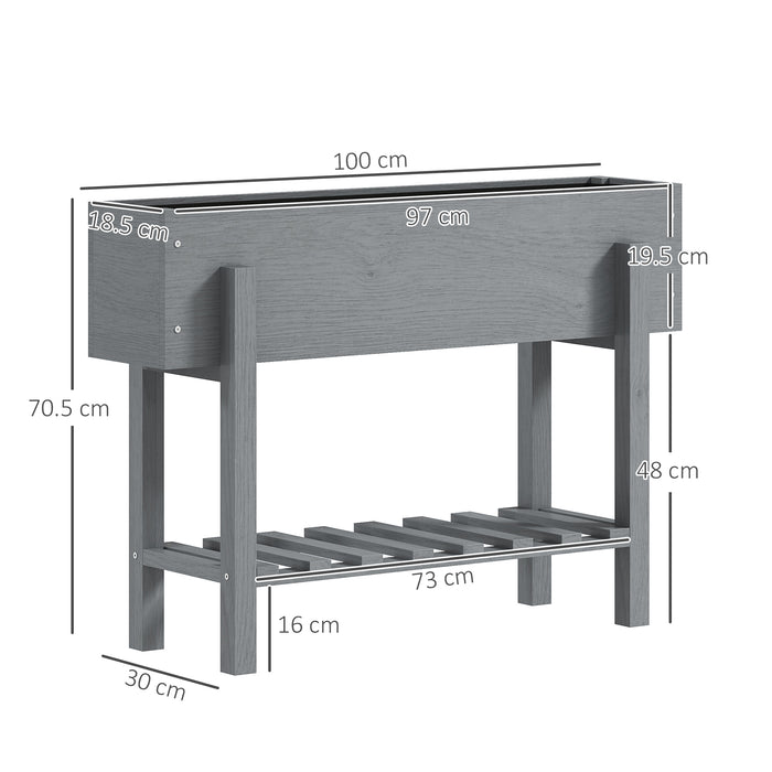 Grey Wooden Two Tier Raised Garden Planter for Flowers and Herbs by Outsunny
