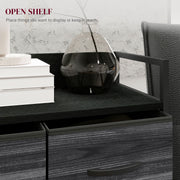 Rustic Chest of 4 Fabric Drawers with Metal Frame Black by HOMCOM