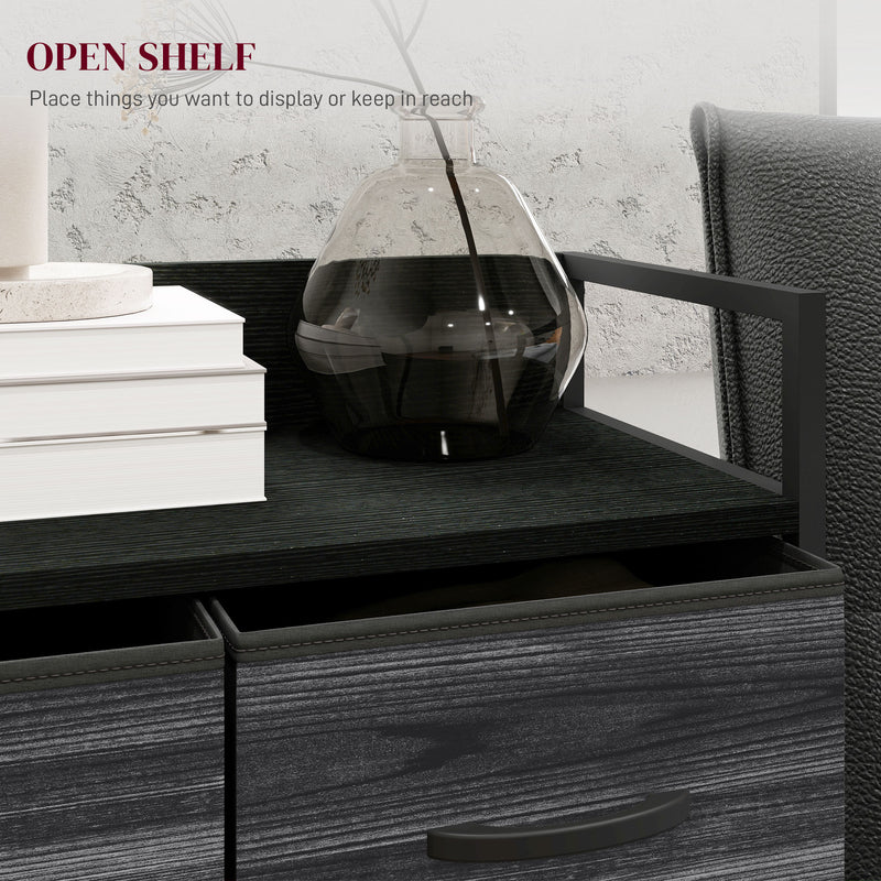 Rustic Chest of 4 Fabric Drawers with Metal Frame Black by HOMCOM