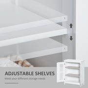 White Freestanding Bathroom Floor Cabinet With Shelves For Towels And Toiletries Storage