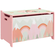 Kids Storage Chest With Safety Hinge Ideal for Toys and Books Organisation,Pink