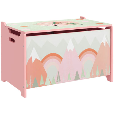 Kids Storage Chest With Safety Hinge Ideal for Toys and Books Organisation,Pink
