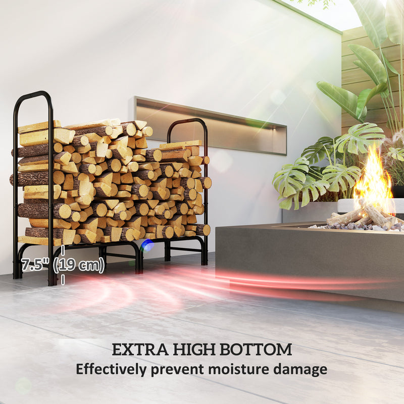 4ft Firewood Rack With Waterproof Cover And Canvas Carrier For Indoor Outdoor Use Black AOSOM