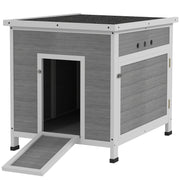 Wooden Duck House with Ramp Ventilated Roof and Removable Base for Outdoors Light Grey