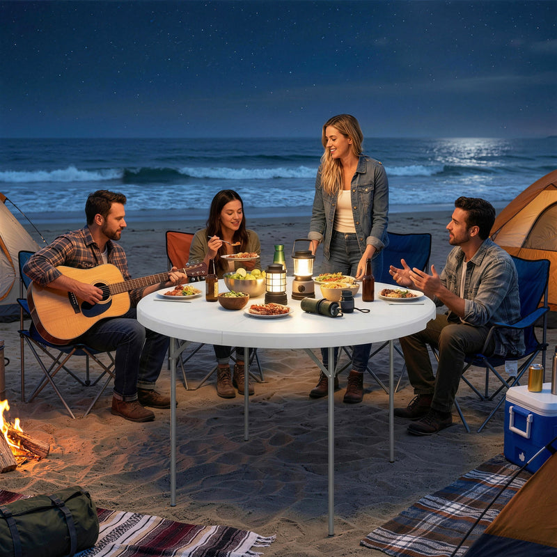 Folding Outdoor Dining Table for Barbecues and Picnics Water Resistant White