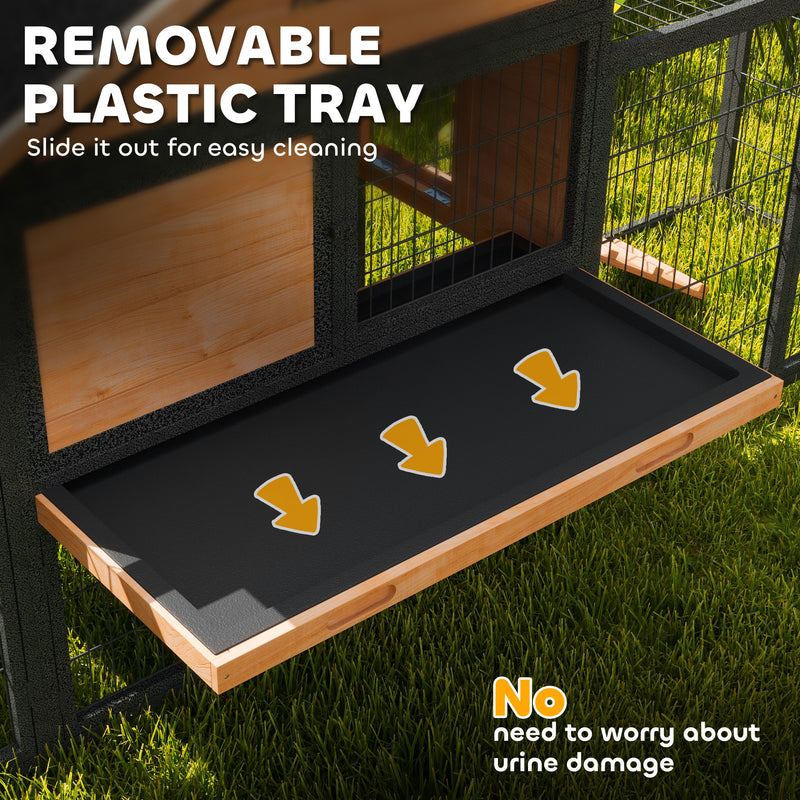 Wooden Rabbit Hutch with Steel Run and Removable Tray for Guinea Pigs by PawHut