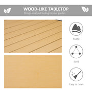 Large Aluminium Rectangular Garden Dining Table for 8 People Faux Wood Top Patio Table 190cm by Outsunny