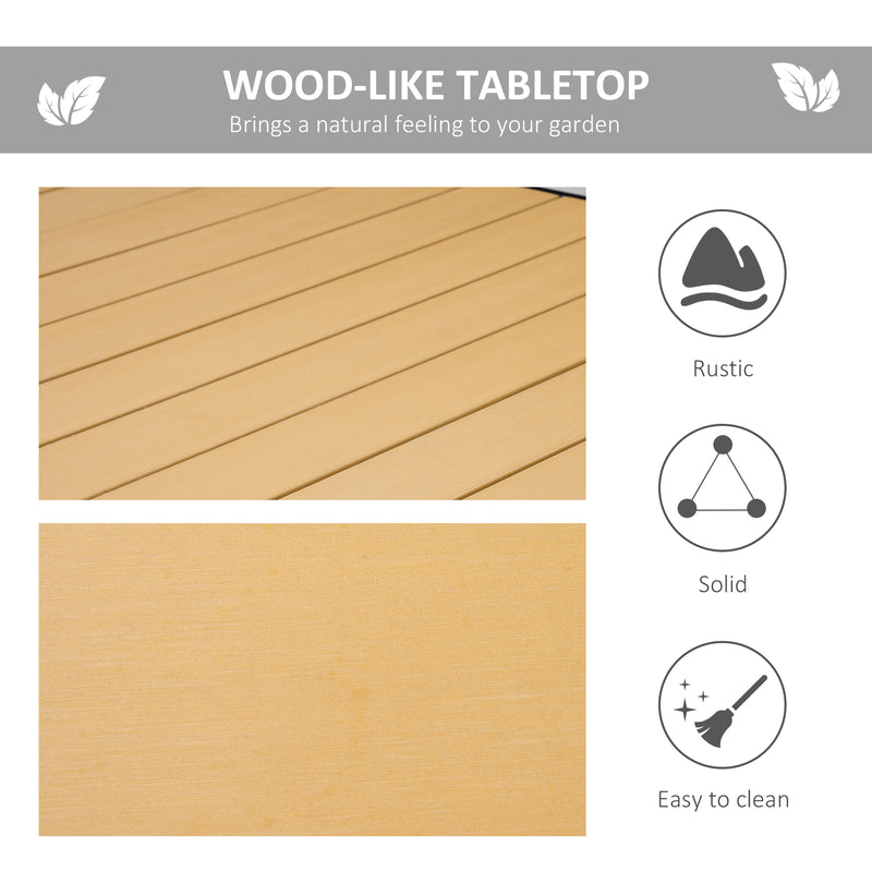 Large Aluminium Rectangular Garden Dining Table for 8 People Faux Wood Top Patio Table 190cm by Outsunny