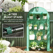 4 Tier Mini Greenhouse with PE Cover and Roll-Up Door Portable 105 x 45 x 160cm Green by Outsunny