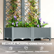 Raised Garden Bed with Trellis and Water Reservoir for Climbing Plants and Veggies Grey Outsunny