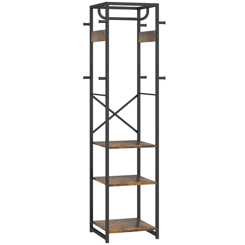 Brown Black Clothes Rack with Shelves and Hanging Rail for Storage by HOMCOM