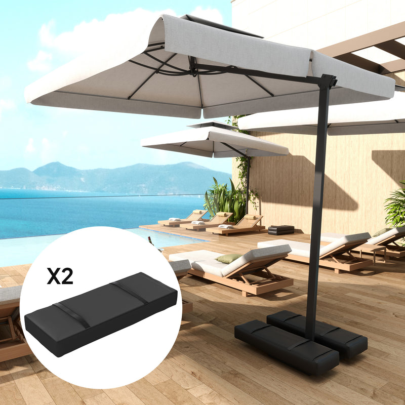 Black Parasol Base Weights Set of 2 Fillable 25kg Sandbags With Handles by Outsunny