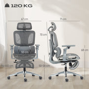 Ergonomic High Back Mesh Office Chair With Lumbar Support For Home Desk Use Grey AOSOM