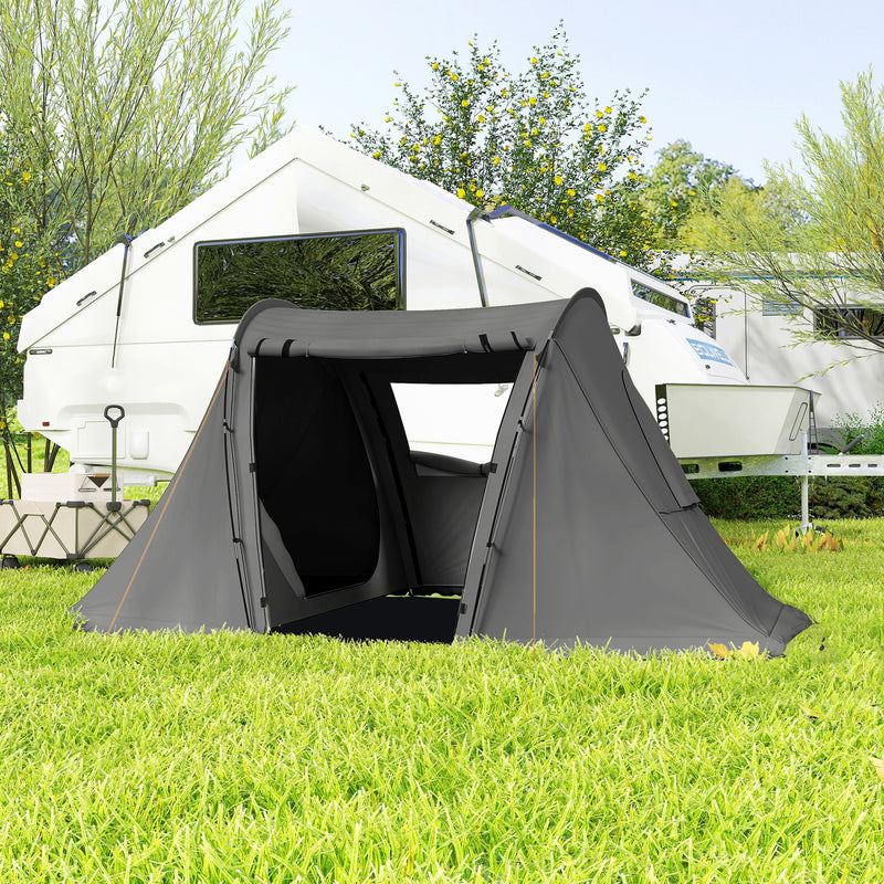 Waterproof 2–3 Person Camping Tent with Separate Sleeping and Lounge Areas Dark Grey