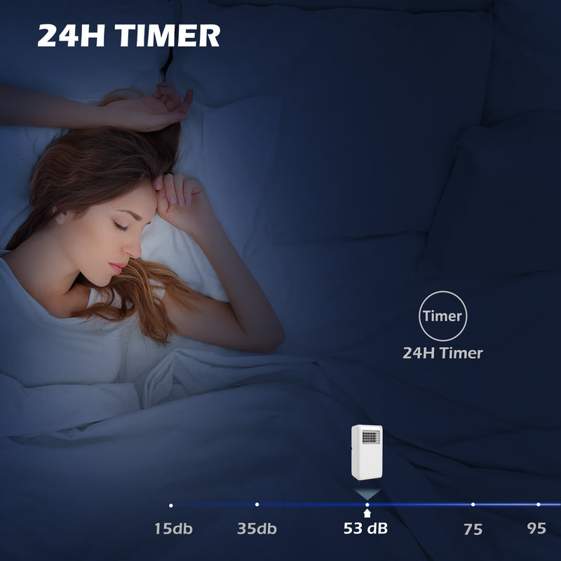 7000 BTU Portable Air Conditioner with Dehumidifier and Timer for Rooms up to 26m² White