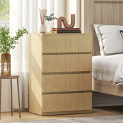 Chest of Drawers with 4 Spacious Handleless Drawers for Bedroom Storage Natural Wood AOSOM