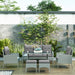 Grey 5 Seater Rattan Garden Furniture Set With Cushions and Glass Table by Outsunny