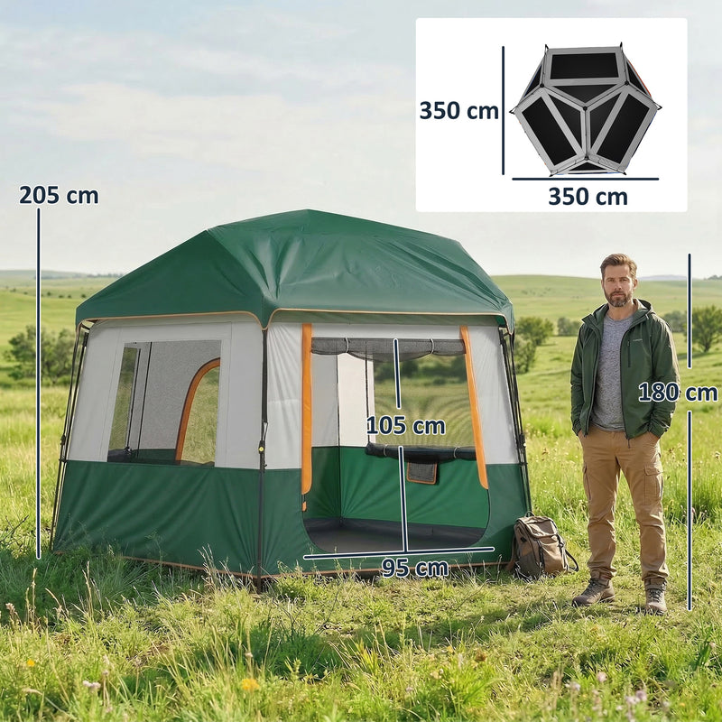 Family Shelter Tent for 6 with Quick Setup and Removable Roof for Garden or Beach Green