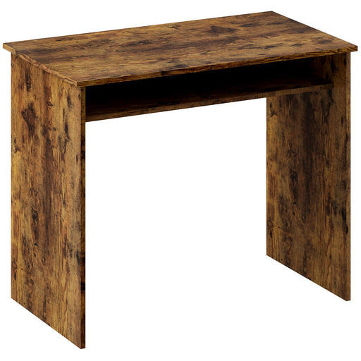 Wood Effect Work Desk With Storage Shelf Ideal For Home Office Or Study, Brown