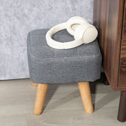 Grey Linen Look Square Padded Footstool Comfortable Ottoman Seat by HOMCOM