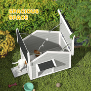 Wooden Dog House for Medium Dogs with Openable Roof and Elevated Feet Light Grey by PawHut