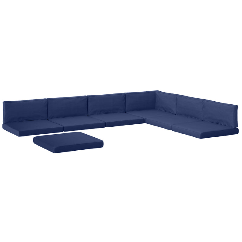 Rattan Sofa Cushion Set for 7 Seats with Removable Washable Covers Dark Blue