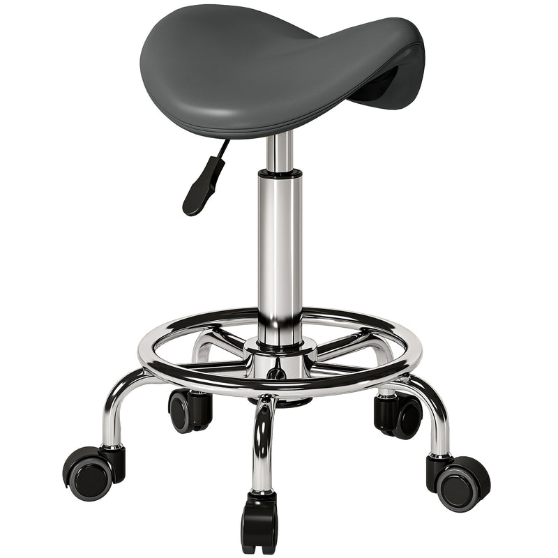 Ergonomic Saddle Chair for Healthy Posture in Home Office or Salon Grey AOSOM